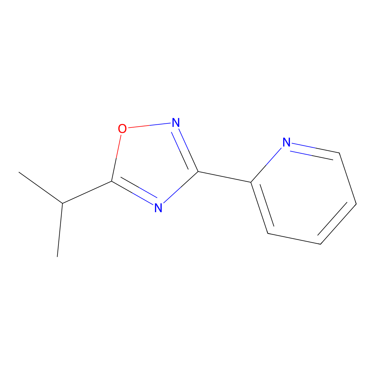5-Propan-2-yl-3-pyridin-2-yl-1,2,4-oxadiazole molecular structure, CAS 443328-44-7