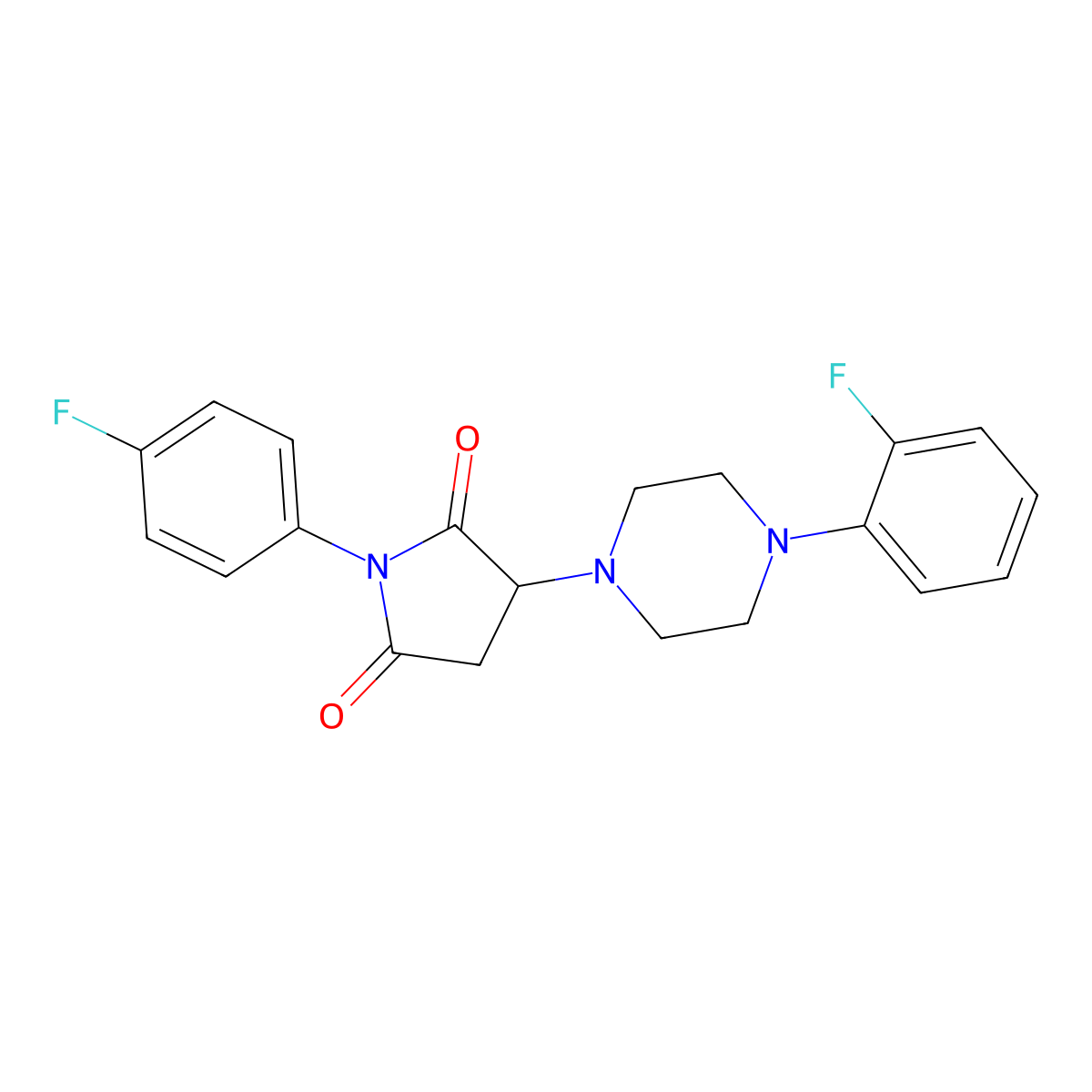 1-(4-Fluorophenyl)-3-[4-(2-fluorophenyl)piperazin-1-yl]pyrrolidine-2,5-dione molecular structure, CAS 443328-61-8
