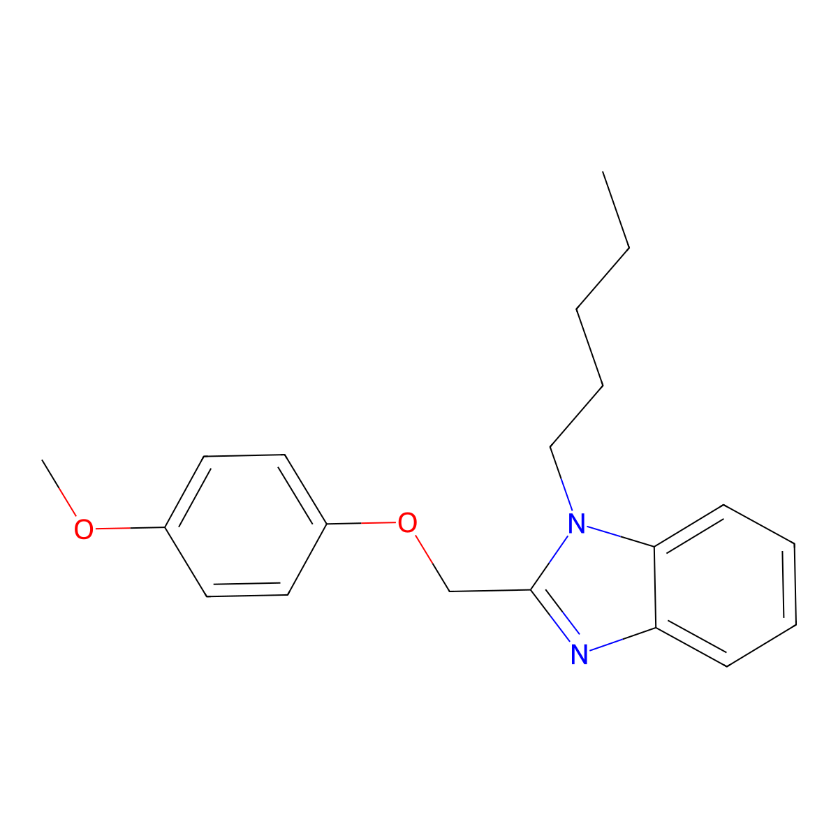2-((4-methoxyphenoxy)methyl)-1-pentyl-1H-benzo[d]imidazole molecular structure, CAS 443328-65-2