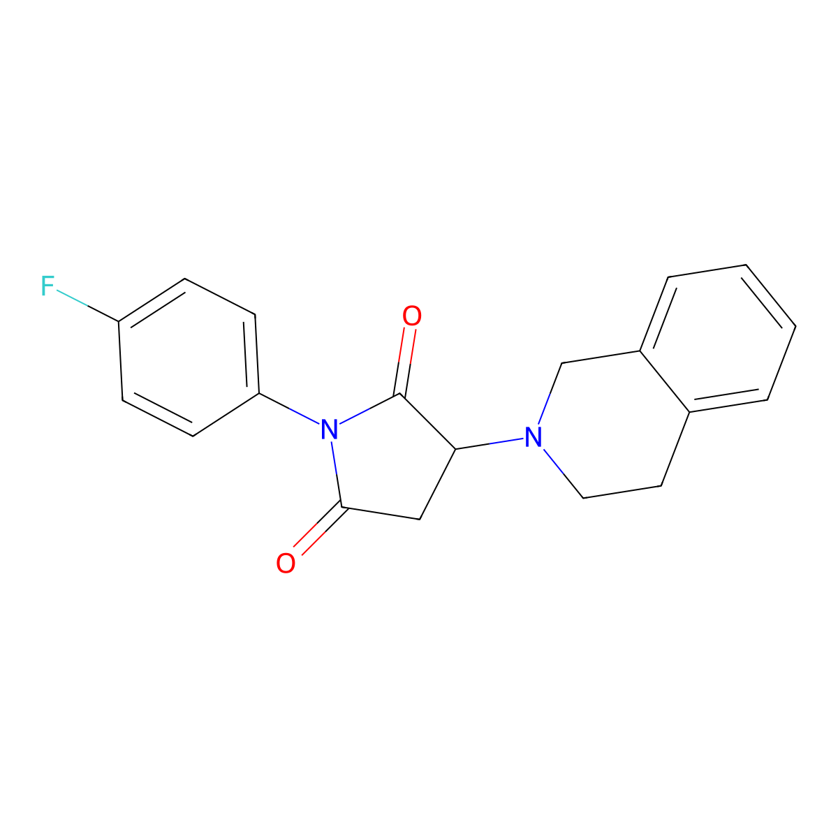 3-(3,4-dihydroisoquinolin-2(1H)-yl)-1-(4-fluorophenyl)pyrrolidine-2,5-dione molecular structure, CAS 443328-67-4