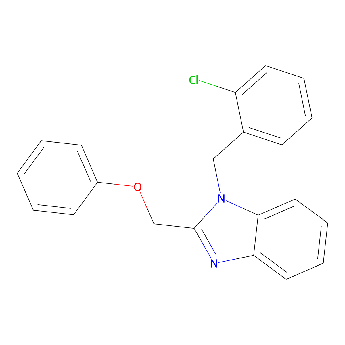 1-[(2-Chlorophenyl)methyl]-2-(phenoxymethyl)benzimidazole molecular structure, CAS 443328-77-6