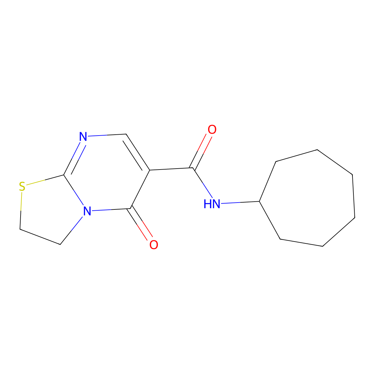 N-cycloheptyl-5-oxo-3,5-dihydro-2H-thiazolo[3,2-a]pyrimidine-6-carboxamide molecular structure, CAS 443328-84-5
