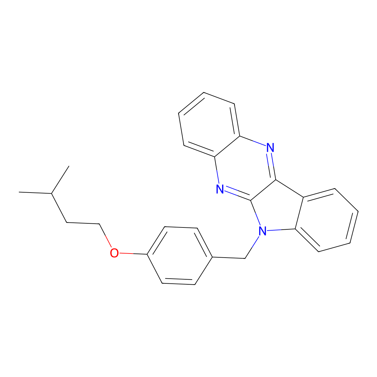 6-[4-(3-methylbutoxy)benzyl]-6H-indolo[2,3-b]quinoxaline molecular structure, CAS 443328-94-7