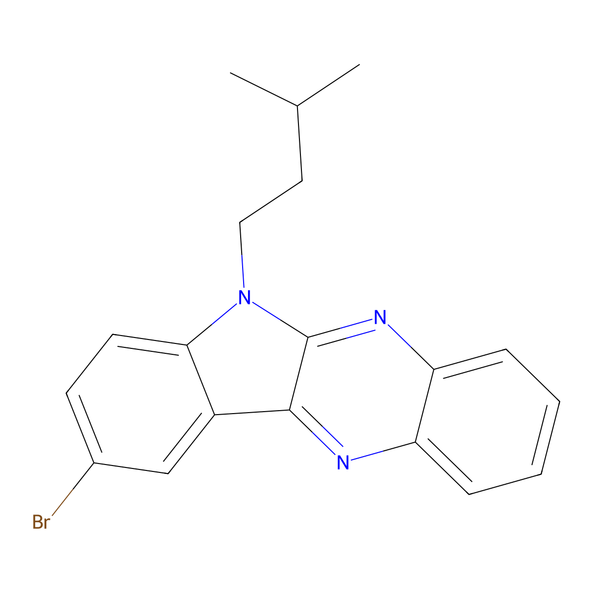 9-bromo-6-(3-methylbutyl)-6H-indolo[2,3-b]quinoxaline molecular structure, CAS 443329-03-1