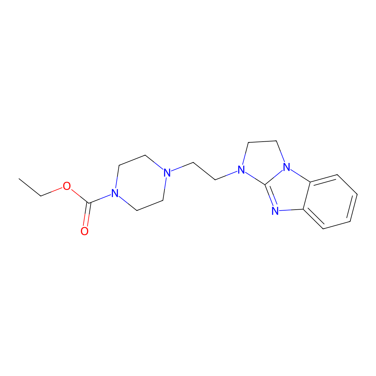 Ethyl 4-[2-(1,2-dihydroimidazo[1,2-a]benzimidazol-3-yl)ethyl]piperazine-1-carboxylate molecular structure, CAS 443329-29-1