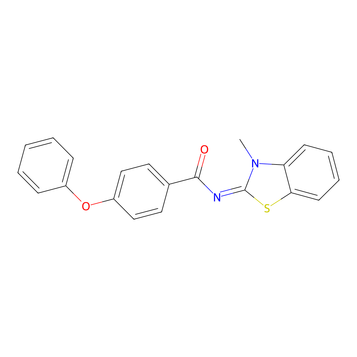 (Z)-N-(3-methylbenzo[d]thiazol-2(3H)-ylidene)-4-phenoxybenzamide molecular structure, CAS 443329-37-1
