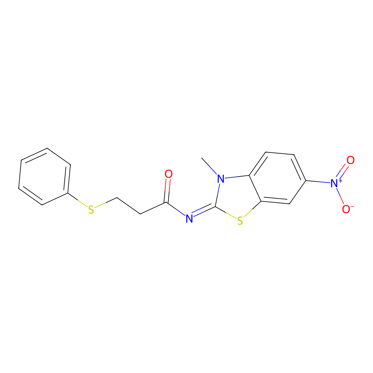 (Z)-N-(3-methyl-6-nitrobenzo[d]thiazol-2(3H)-ylidene)-3-(phenylthio)propanamide molecular structure, CAS 443329-41-7