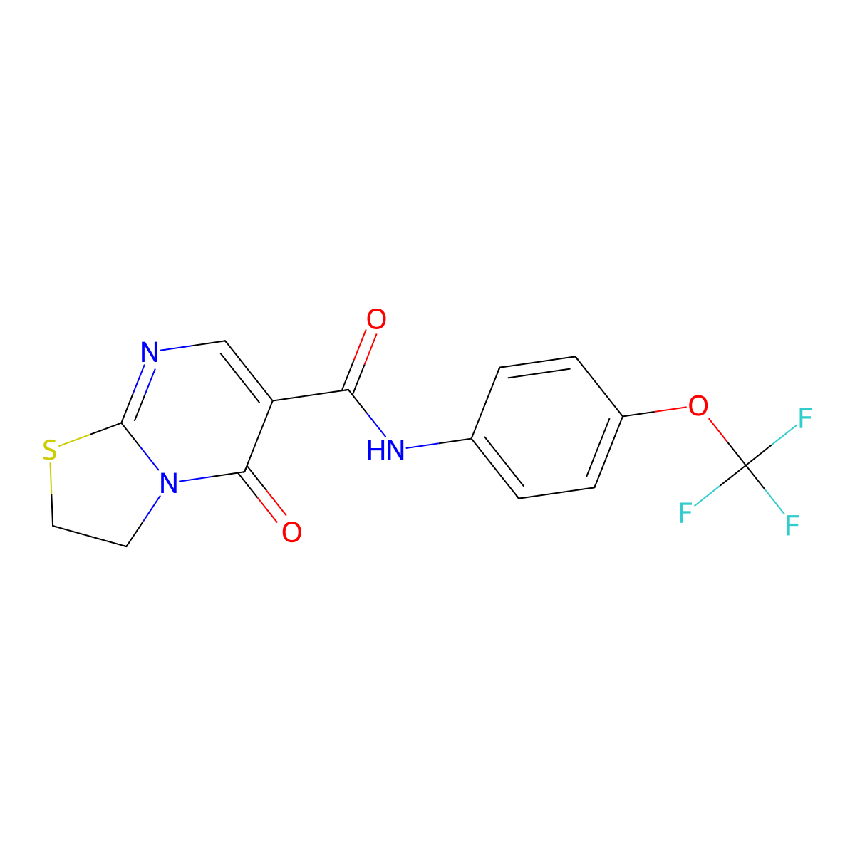 5-oxo-N-(4-(trifluoromethoxy)phenyl)-3,5-dihydro-2H-thiazolo[3,2-a]pyrimidine-6-carboxamide molecular structure, CAS 443329-48-4