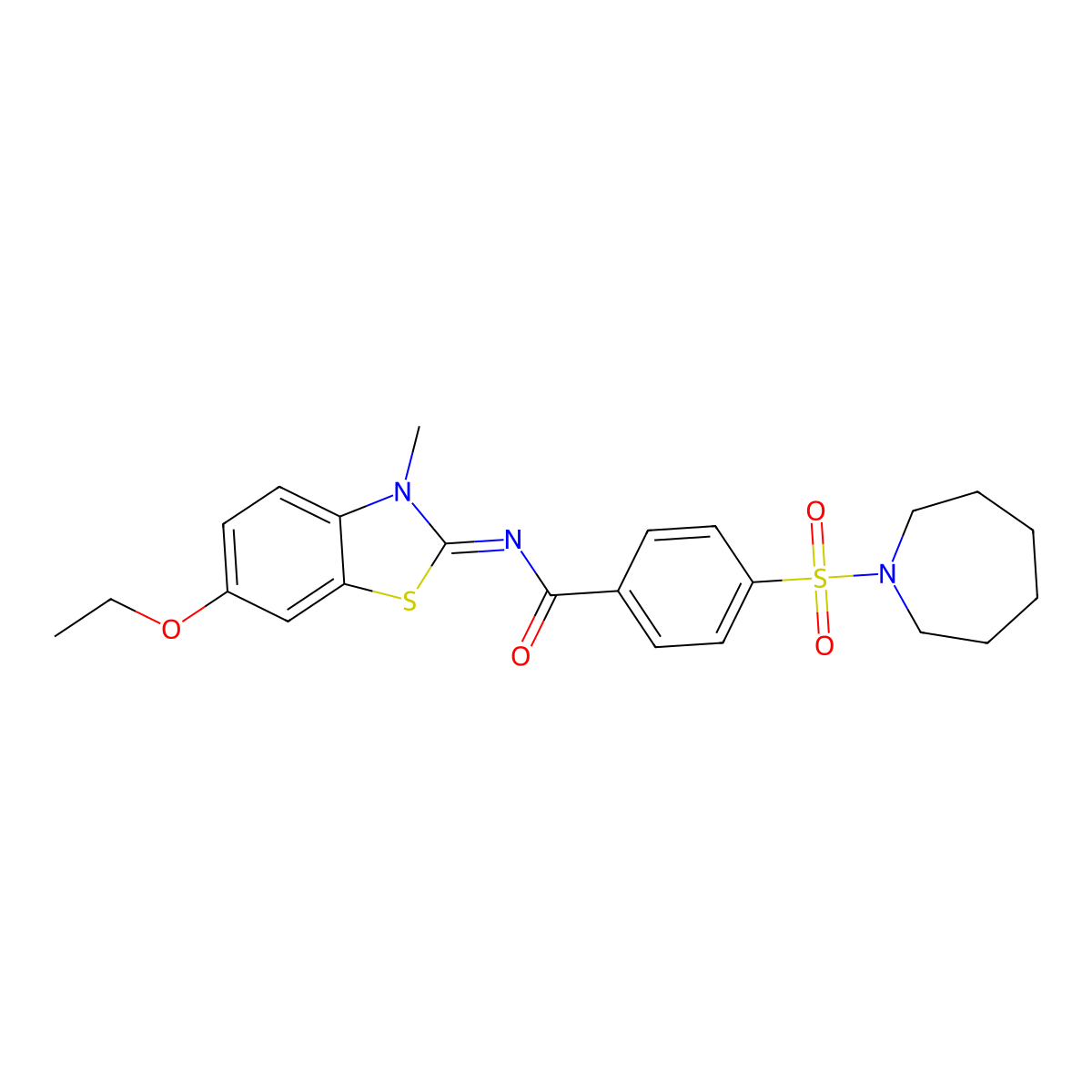 (Z)-4-(azepan-1-ylsulfonyl)-N-(6-ethoxy-3-methylbenzo[d]thiazol-2(3H)-ylidene)benzamide molecular structure, CAS 443329-49-5