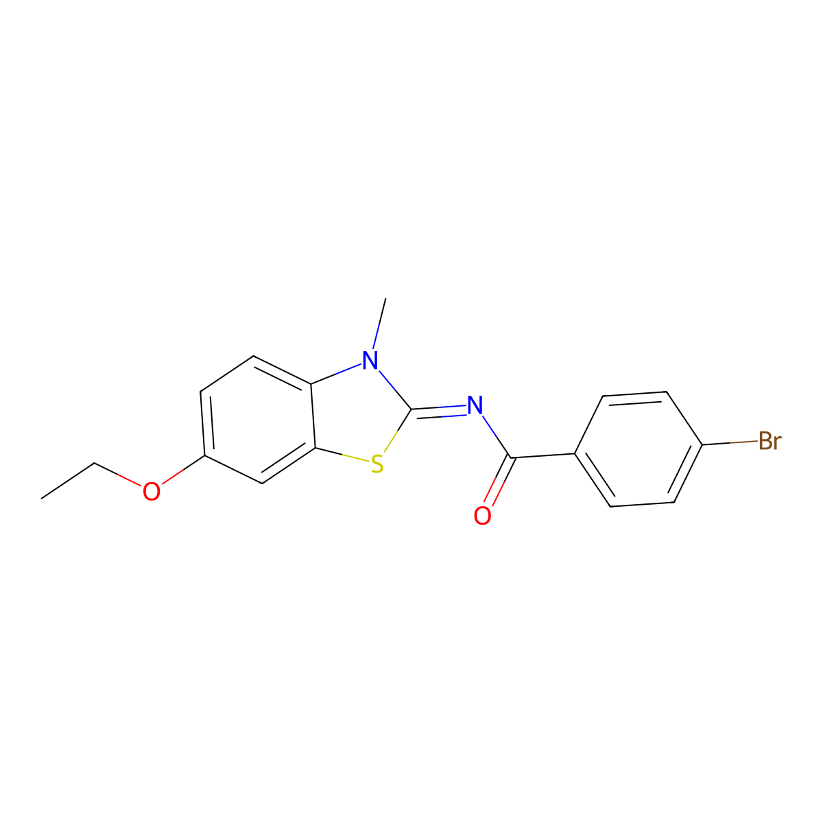 4-bromo-N-(6-ethoxy-3-methyl-1,3-benzothiazol-2-ylidene)benzamide molecular structure, CAS 443329-53-1
