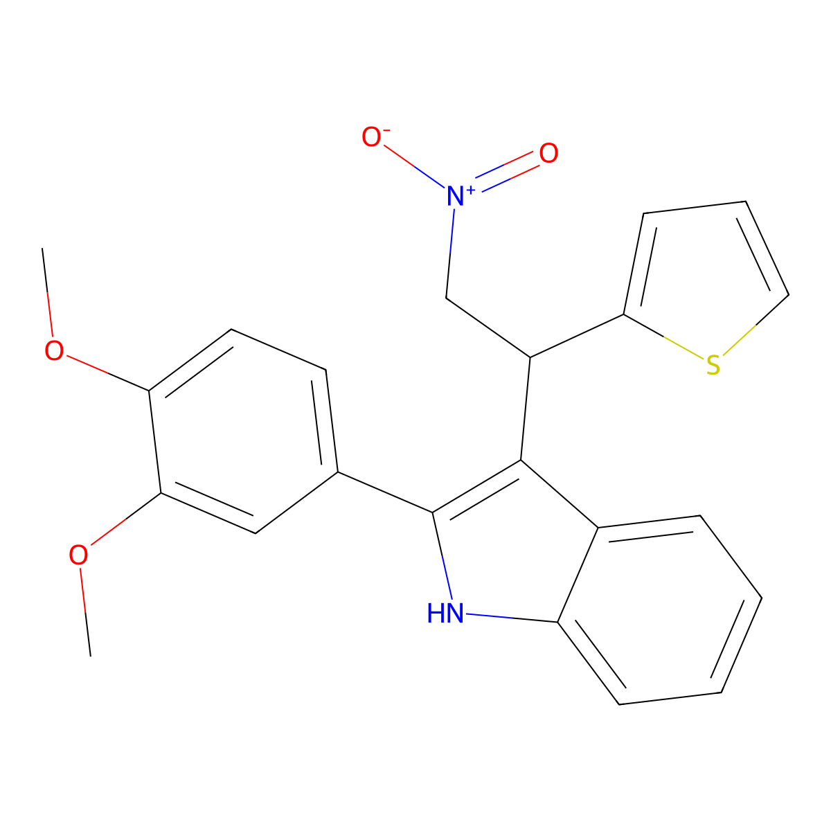 2-(3,4-dimethoxyphenyl)-3-[2-nitro-1-(thiophen-2-yl)ethyl]-1H-indole molecular structure, CAS 443329-59-7