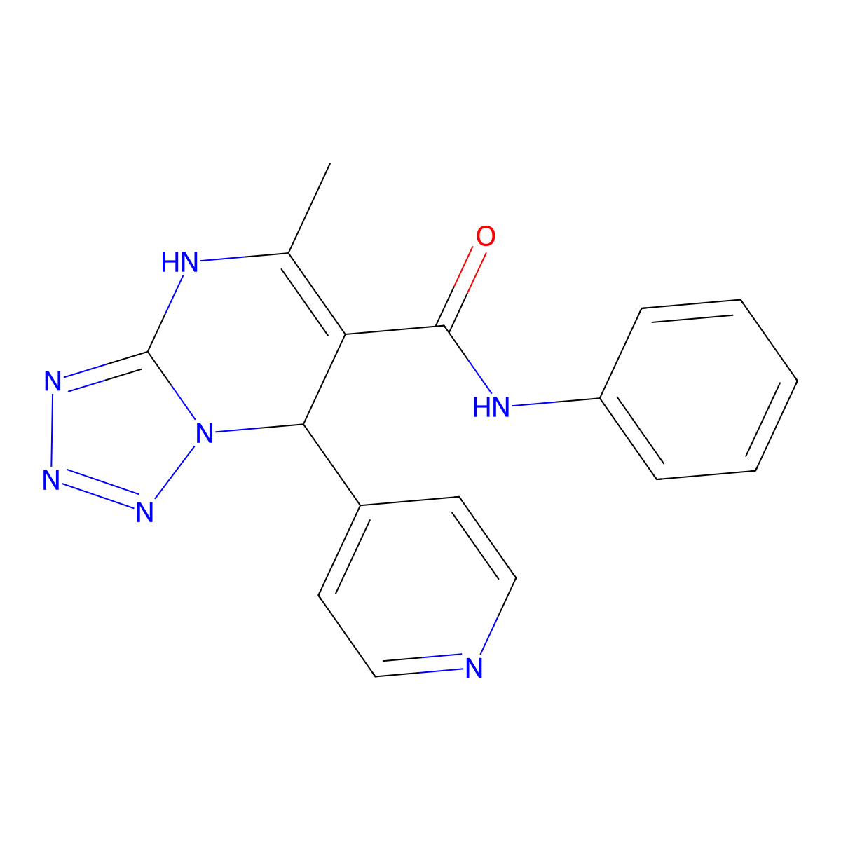 5-methyl-N-phenyl-7-pyridin-4-yl-4,7-dihydrotetrazolo[1,5-a]pyrimidine-6-carboxamide molecular structure, CAS 443329-63-3