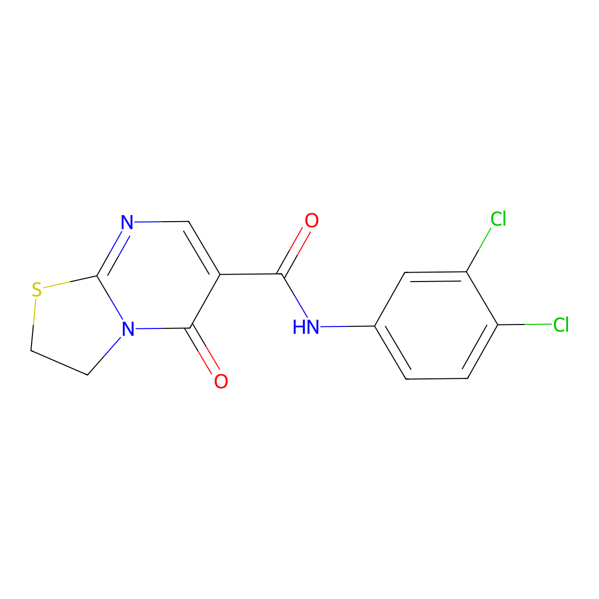 N-(3,4-dichlorophenyl)-5-oxo-3,5-dihydro-2H-thiazolo[3,2-a]pyrimidine-6-carboxamide molecular structure, CAS 443329-68-8