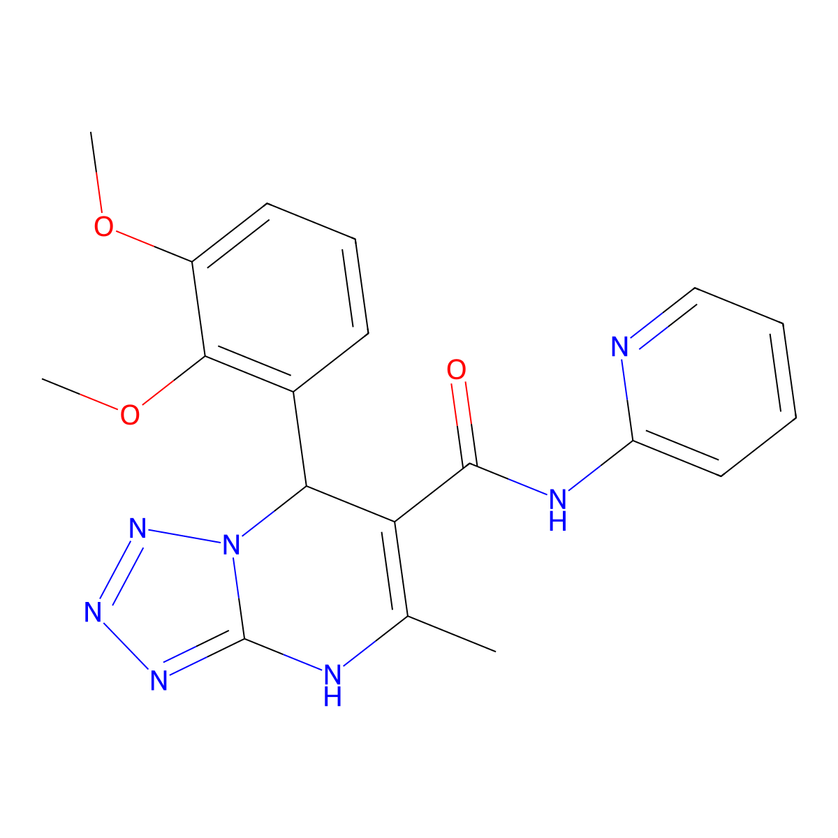 7-(2,3-dimethoxyphenyl)-5-methyl-N-(pyridin-2-yl)-4,7-dihydrotetrazolo[1,5-a]pyrimidine-6-carboxamide molecular structure, CAS 443329-69-9
