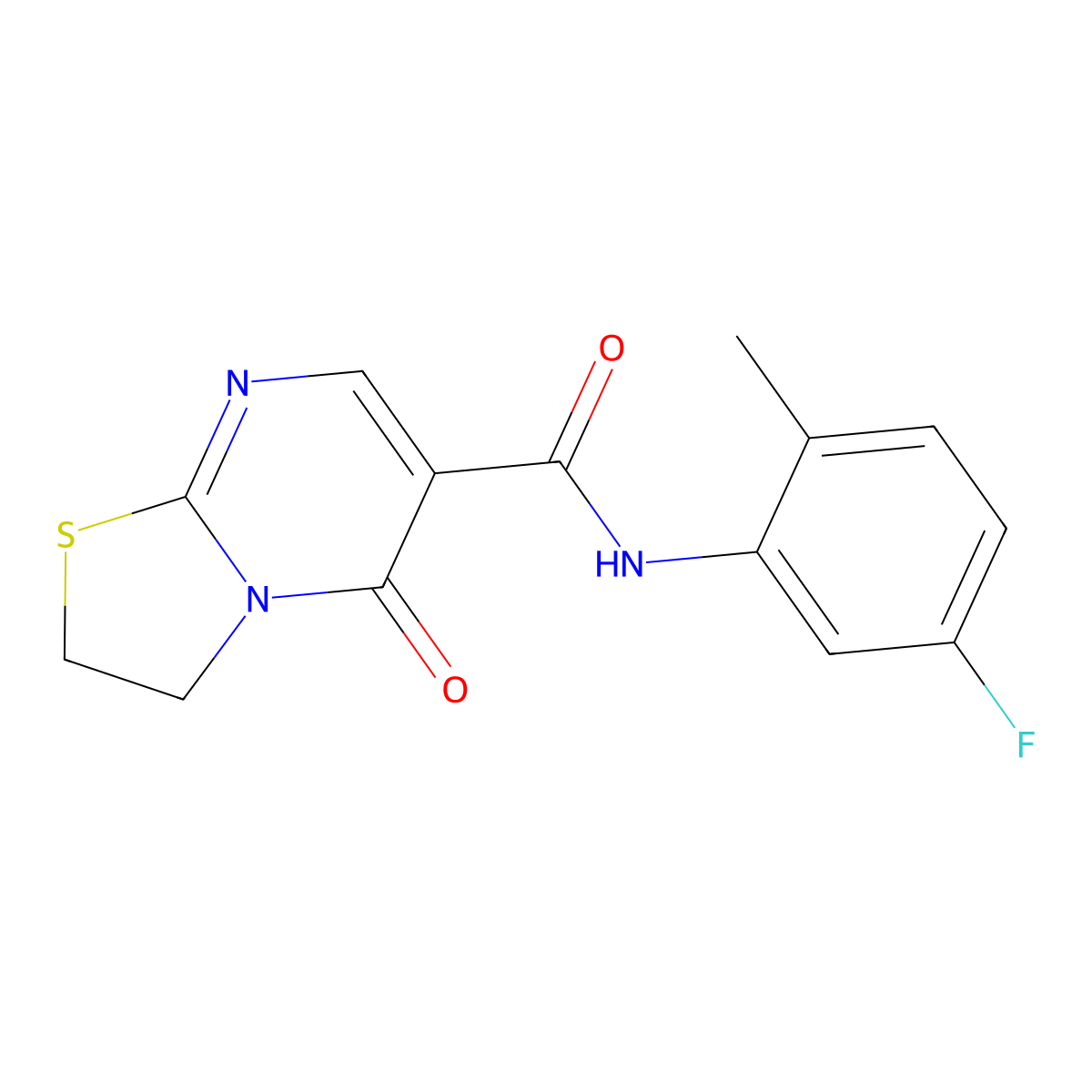 N-(5-fluoro-2-methylphenyl)-5-oxo-3,5-dihydro-2H-thiazolo[3,2-a]pyrimidine-6-carboxamide molecular structure, CAS 443329-76-8