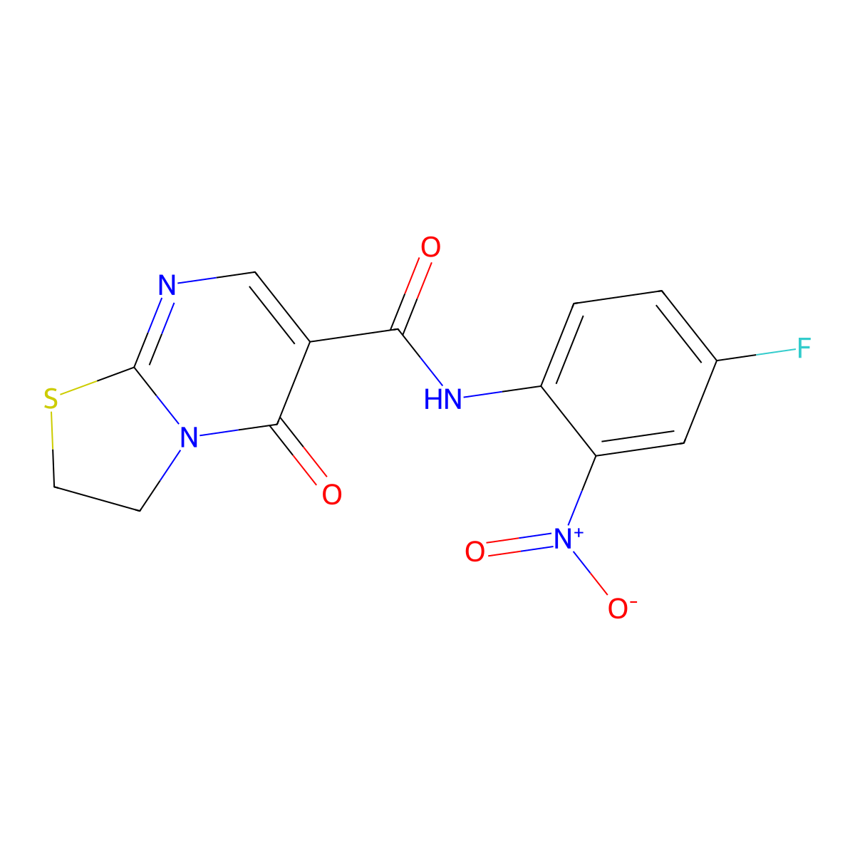 N-(4-fluoro-2-nitrophenyl)-5-oxo-3,5-dihydro-2H-thiazolo[3,2-a]pyrimidine-6-carboxamide molecular structure, CAS 443329-80-4