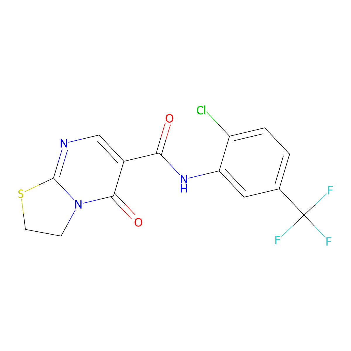 N-(2-chloro-5-(trifluoromethyl)phenyl)-5-oxo-3,5-dihydro-2H-thiazolo[3,2-a]pyrimidine-6-carboxamide molecular structure, CAS 443329-84-8