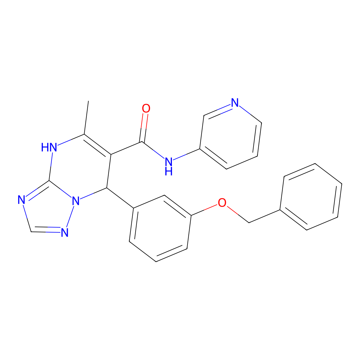 7-[3-(benzyloxy)phenyl]-5-methyl-N-(pyridin-3-yl)-4H,7H-[1,2,4]triazolo[1,5-a]pyrimidine-6-carboxamide molecular structure, CAS 443329-89-3