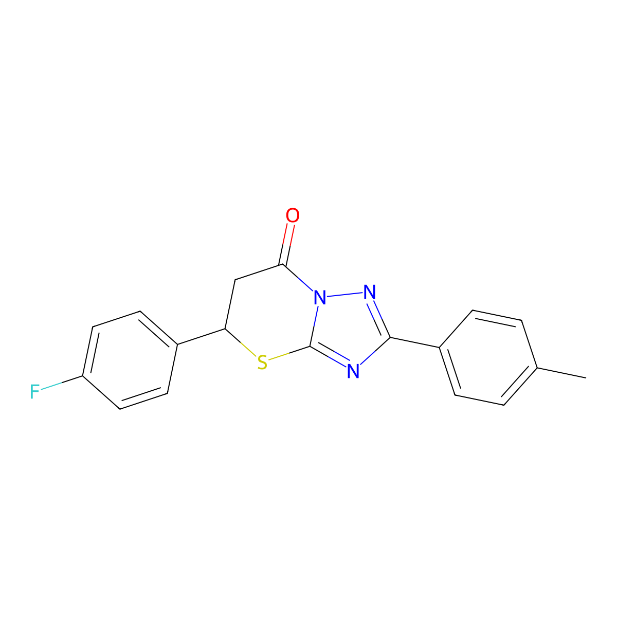 5-(4-fluorophenyl)-2-(4-methylphenyl)-5,6-dihydro-7H-[1,2,4]triazolo[5,1-b][1,3]thiazin-7-one molecular structure, CAS 443329-97-3