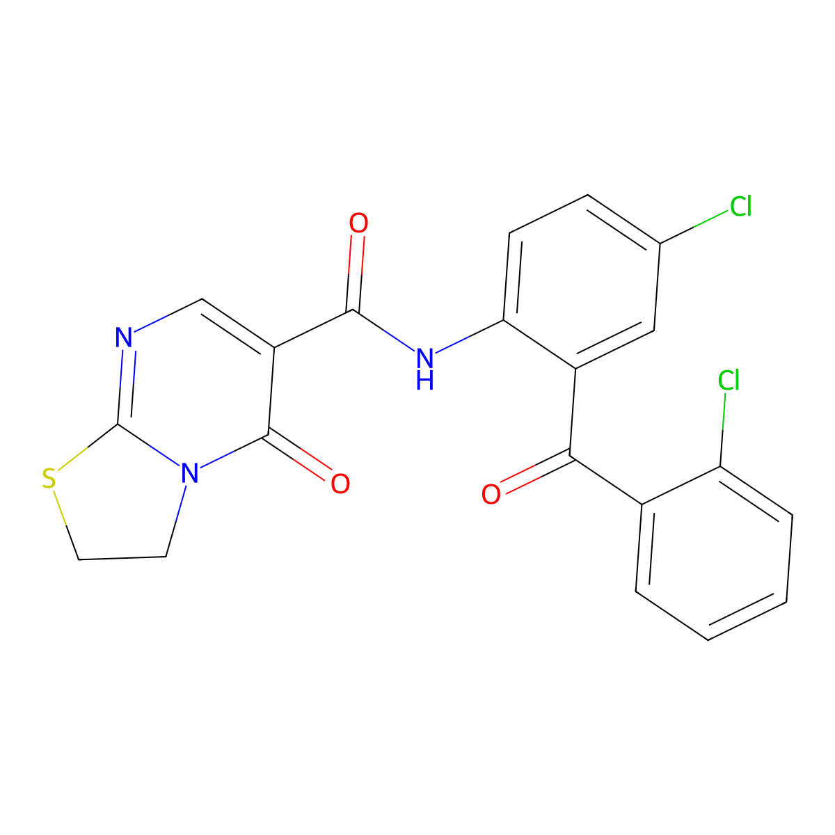 N-(4-chloro-2-(2-chlorobenzoyl)phenyl)-5-oxo-3,5-dihydro-2H-thiazolo[3,2-a]pyrimidine-6-carboxamide molecular structure, CAS 443329-98-4