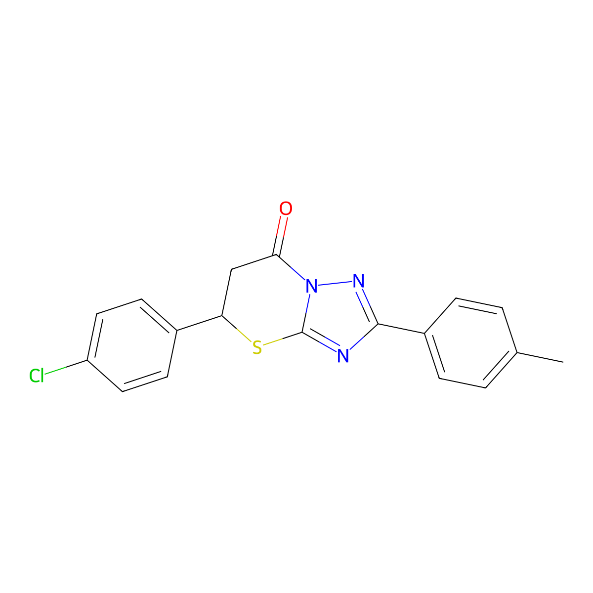 5-(4-chlorophenyl)-2-(p-tolyl)-5H-[1,2,4]triazolo[5,1-b][1,3]thiazin-7(6H)-one molecular structure, CAS 443330-01-6