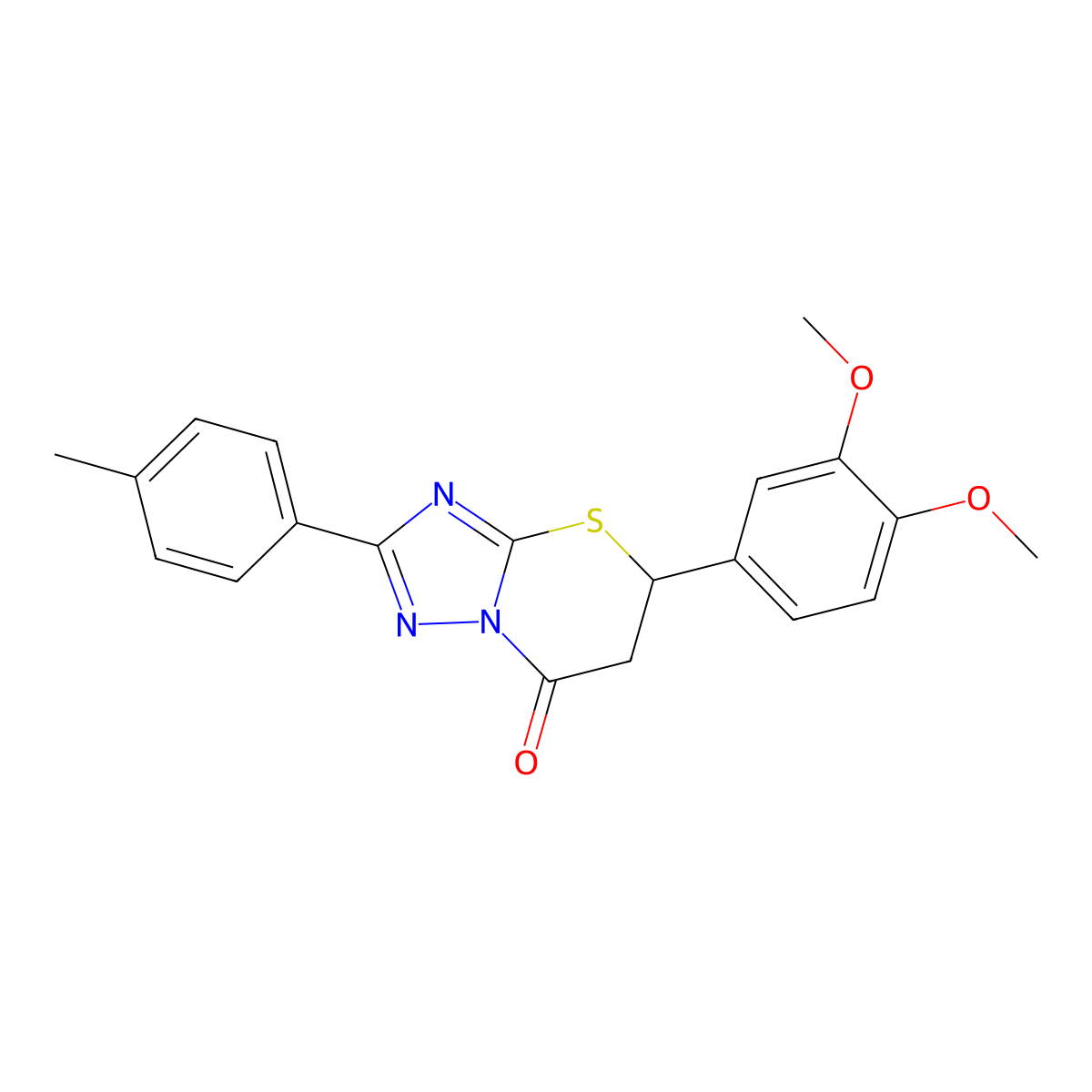 5-(3,4-dimethoxyphenyl)-2-(4-methylphenyl)-5,6-dihydro-7H-[1,2,4]triazolo[5,1-b][1,3]thiazin-7-one molecular structure, CAS 443330-03-8