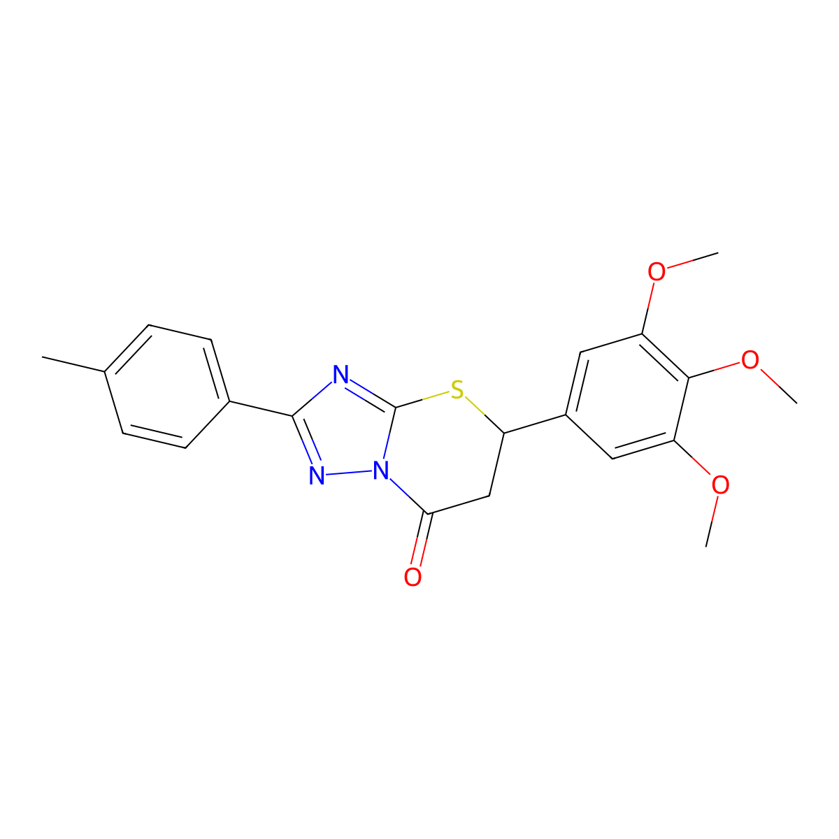 2-(4-methylphenyl)-5-(3,4,5-trimethoxyphenyl)-5,6-dihydro-7H-[1,2,4]triazolo[5,1-b][1,3]thiazin-7-one molecular structure, CAS 443330-05-0