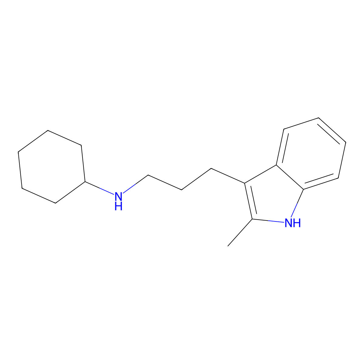 N-[3-(2-methyl-1H-indol-3-yl)propyl]cyclohexanamine molecular structure, CAS 443330-09-4