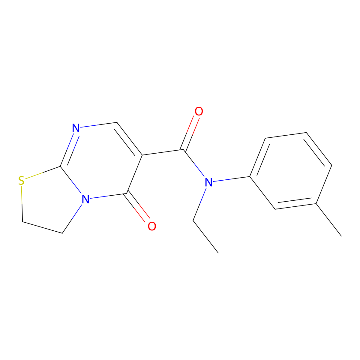 N-ethyl-5-oxo-N-(m-tolyl)-3,5-dihydro-2H-thiazolo[3,2-a]pyrimidine-6-carboxamide molecular structure, CAS 443330-14-1