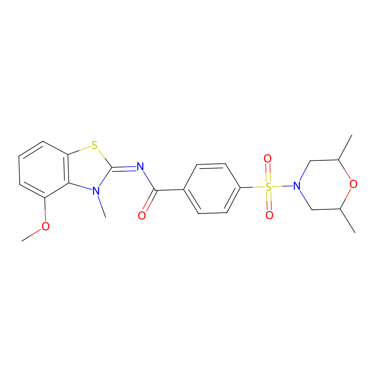 (E)-4-((2,6-dimethylmorpholino)sulfonyl)-N-(4-methoxy-3-methylbenzo[d]thiazol-2(3H)-ylidene)benzamide molecular structure, CAS 443330-28-7