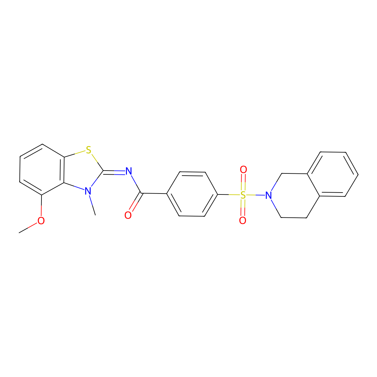 (E)-4-((3,4-dihydroisoquinolin-2(1H)-yl)sulfonyl)-N-(4-methoxy-3-methylbenzo[d]thiazol-2(3H)-ylidene)benzamide molecular structure, CAS 443330-31-2