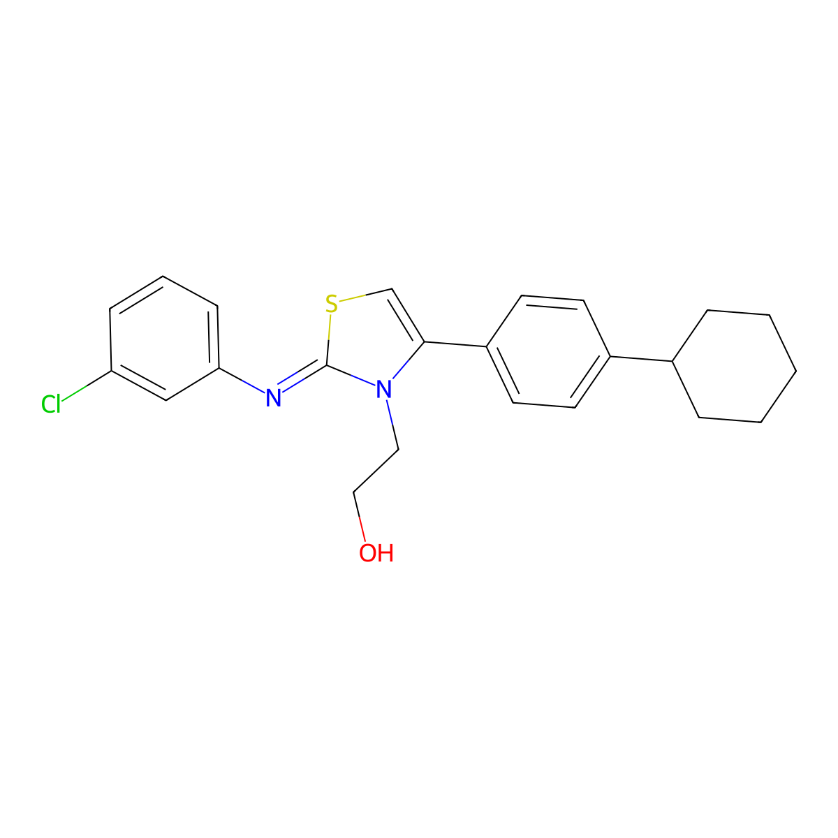 2-(2-[(3-chlorophenyl)imino]-4-(4-cyclohexylphenyl)-1,3-thiazol-3(2H)-yl)ethanol molecular structure, CAS 443331-24-6