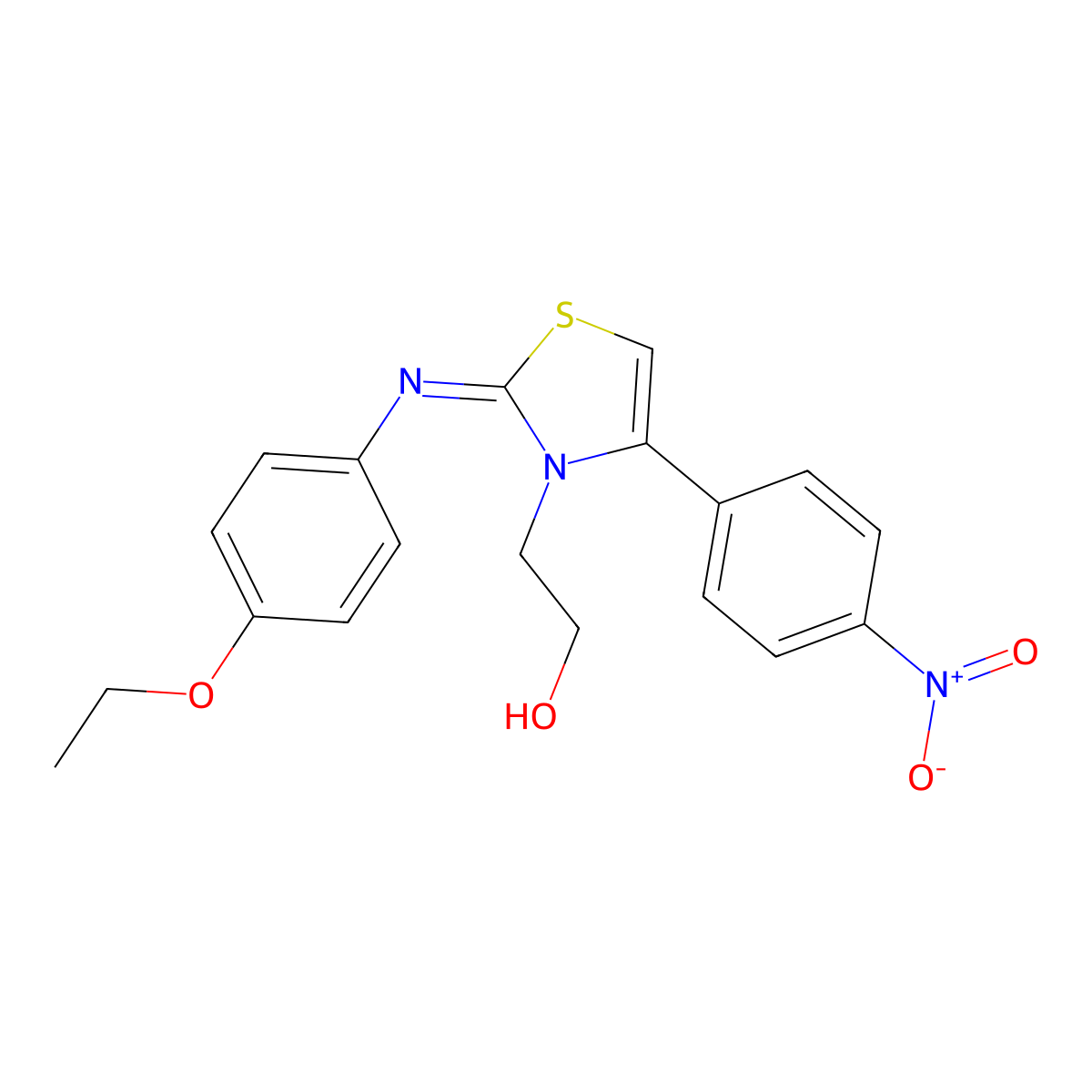 2-[2-(4-Ethoxyphenyl)imino-4-(4-nitrophenyl)-1,3-thiazol-3-yl]ethanol molecular structure, CAS 443331-55-3