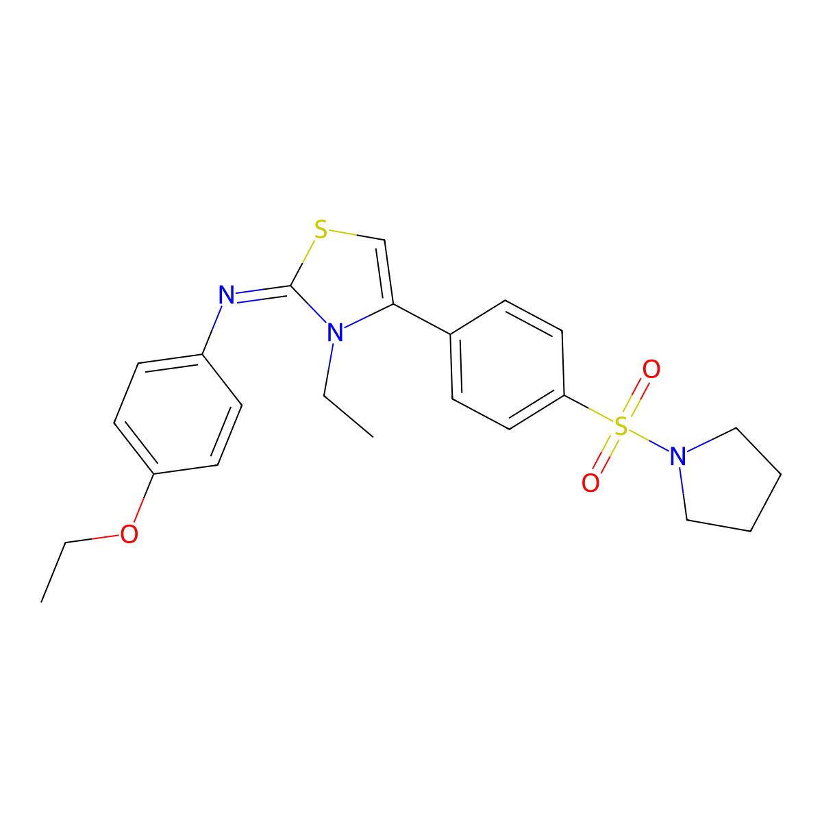 4-ethoxy-N-[(2E)-3-ethyl-4-[4-(pyrrolidin-1-ylsulfonyl)phenyl]-1,3-thiazol-2(3H)-ylidene]aniline molecular structure, CAS 443331-58-6