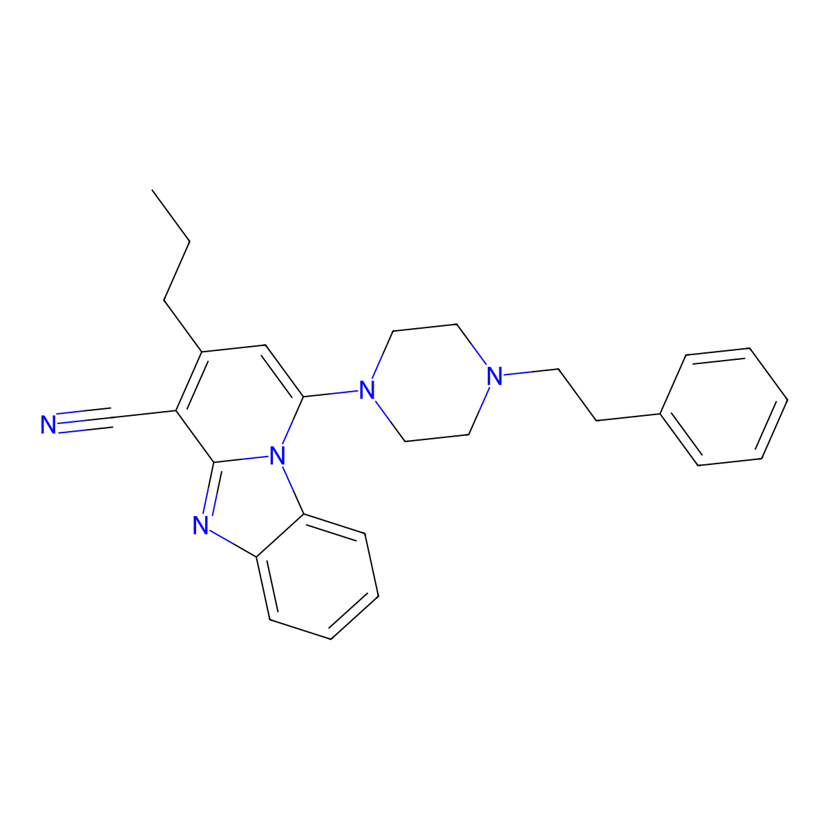 1-[4-(2-Phenylethyl)piperazin-1-yl]-3-propylpyrido[1,2-a]benzimidazole-4-carbonitrile molecular structure, CAS 443332-51-2