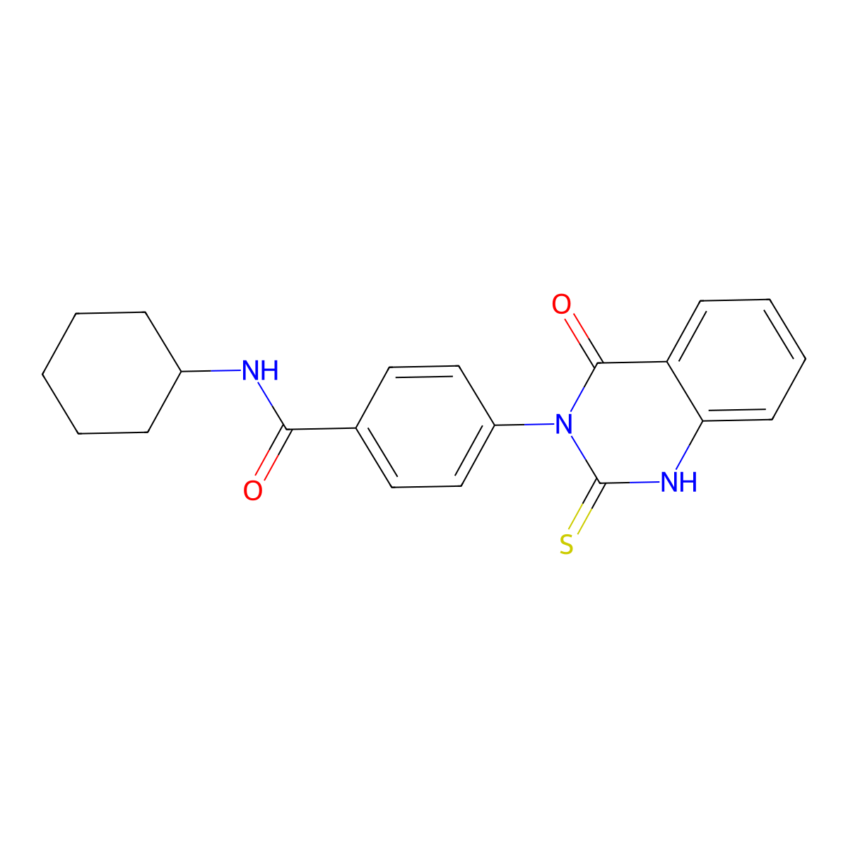 N-cyclohexyl-4-(4-oxo-2-sulfanylidene-1H-quinazolin-3-yl)benzamide molecular structure, CAS 443347-70-4
