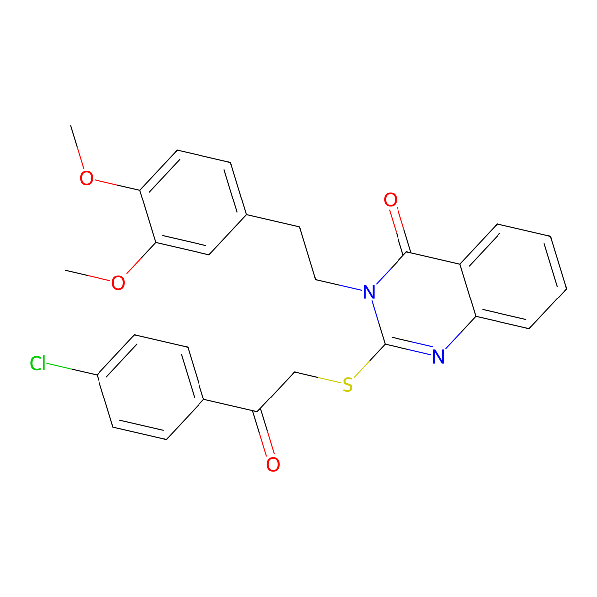 2-((2-(4-chlorophenyl)-2-oxoethyl)thio)-3-(3,4-dimethoxyphenethyl)quinazolin-4(3H)-one molecular structure, CAS 443347-94-2