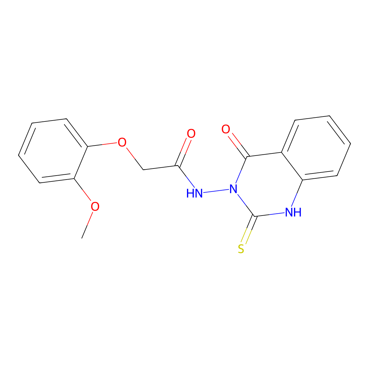 2-(2-methoxyphenoxy)-N-(4-oxo-2-sulfanylidene-1H-quinazolin-3-yl)acetamide molecular structure, CAS 443348-03-6