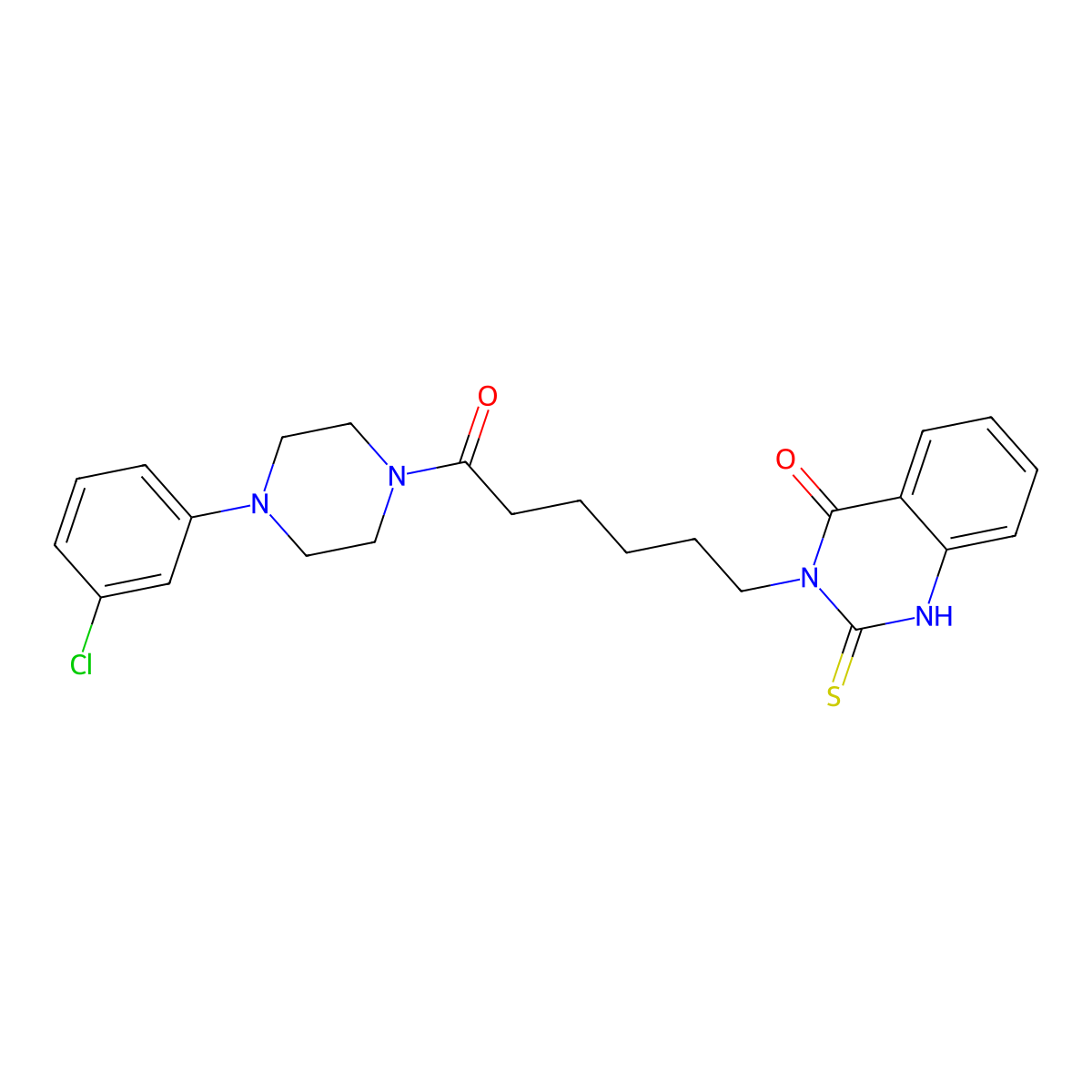 3-[6-[4-(3-chlorophenyl)piperazin-1-yl]-6-oxohexyl]-2-sulfanylidene-1H-quinazolin-4-one molecular structure, CAS 443348-24-1