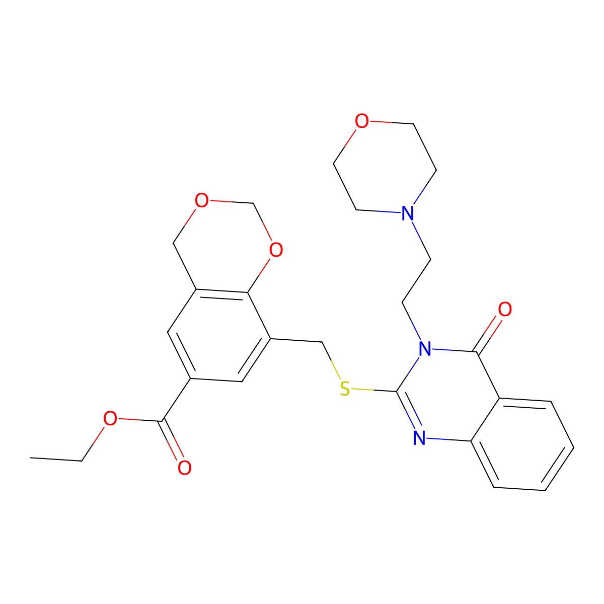 ethyl 8-[[3-(2-morpholin-4-ylethyl)-4-oxoquinazolin-2-yl]sulfanylmethyl]-4H-1,3-benzodioxine-6-carboxylate molecular structure, CAS 443349-03-9