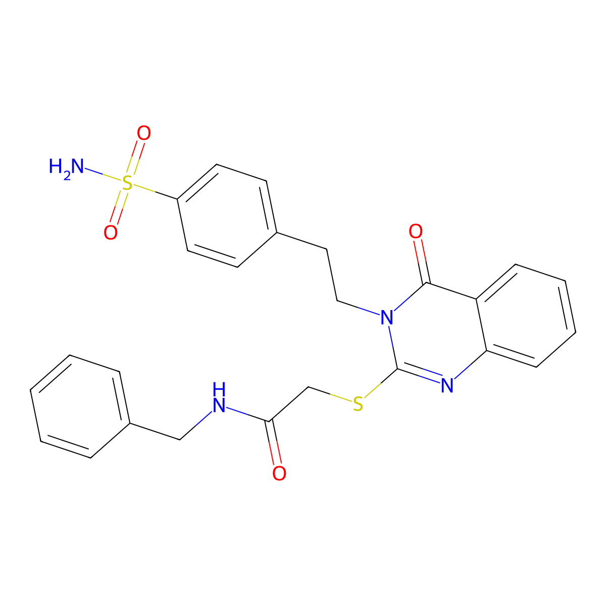N-benzyl-2-[4-oxo-3-[2-(4-sulfamoylphenyl)ethyl]quinazolin-2-yl]sulfanylacetamide molecular structure, CAS 443349-04-0