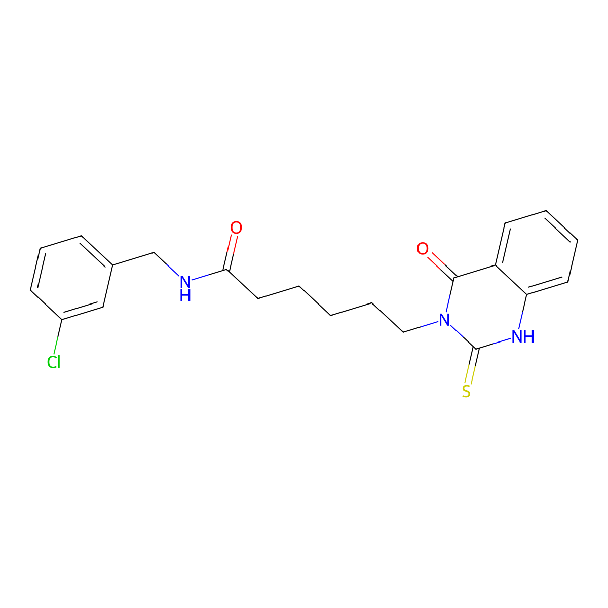 N-[(3-chlorophenyl)methyl]-6-(4-oxo-2-sulfanylidene-1H-quinazolin-3-yl)hexanamide molecular structure, CAS 443349-29-9