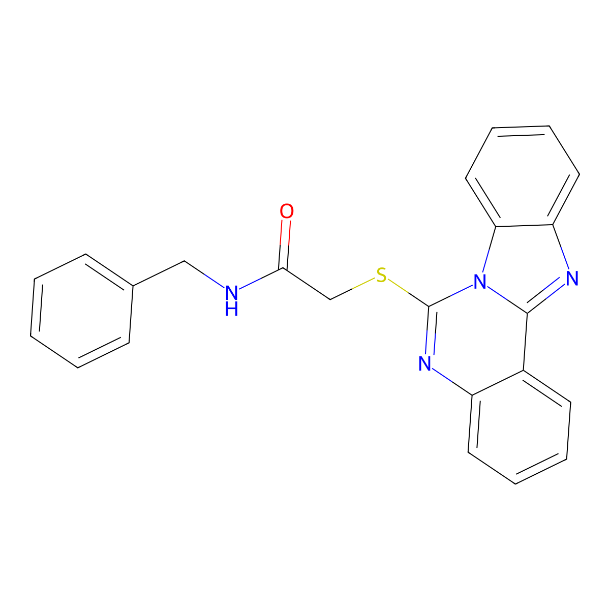 2-(benzimidazolo[1,2-c]quinazolin-6-ylsulfanyl)-N-benzylacetamide molecular structure, CAS 443349-30-2