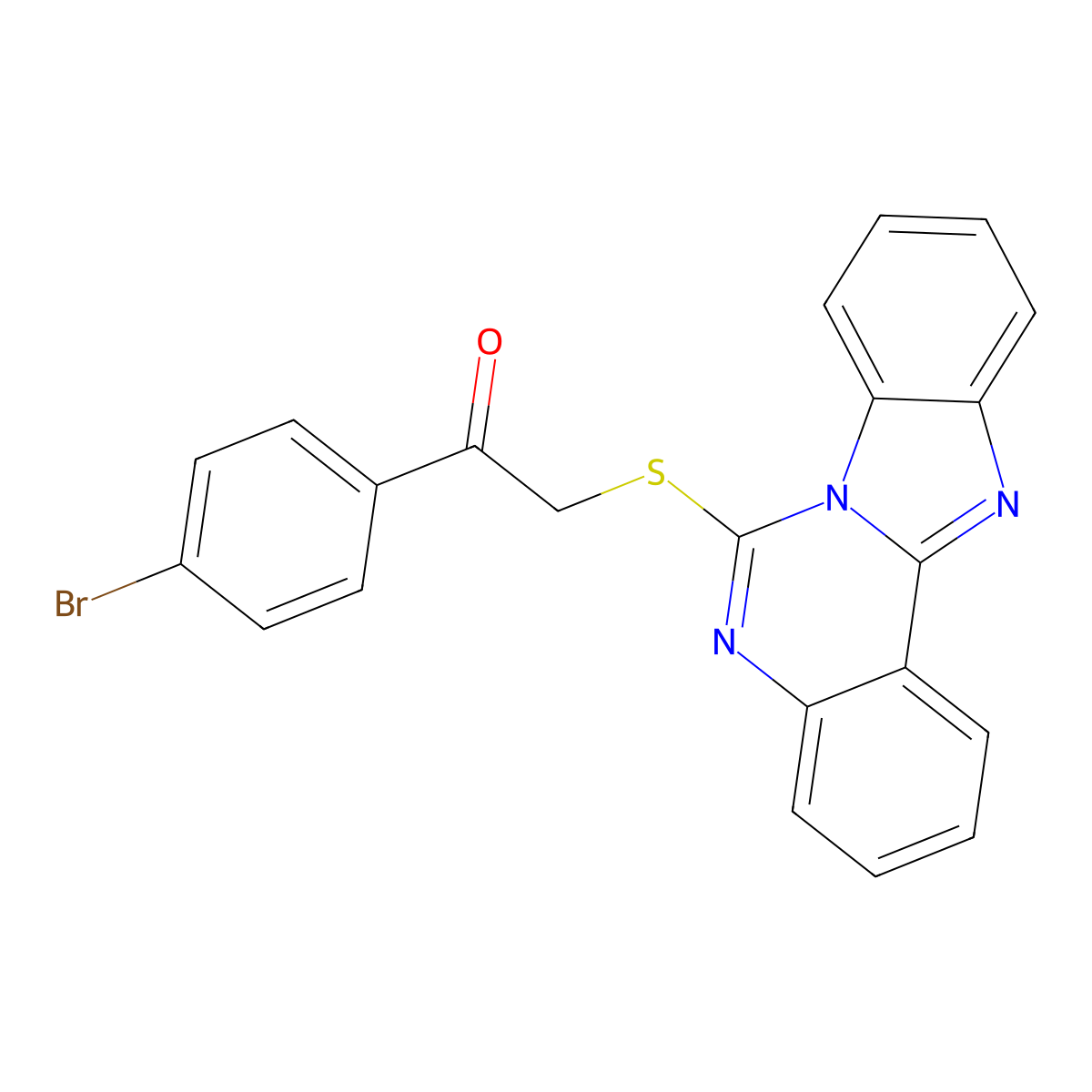 2-(Benzimidazolo[1,2-c]quinazolin-6-ylsulfanyl)-1-(4-bromophenyl)ethanone molecular structure, CAS 443349-32-4