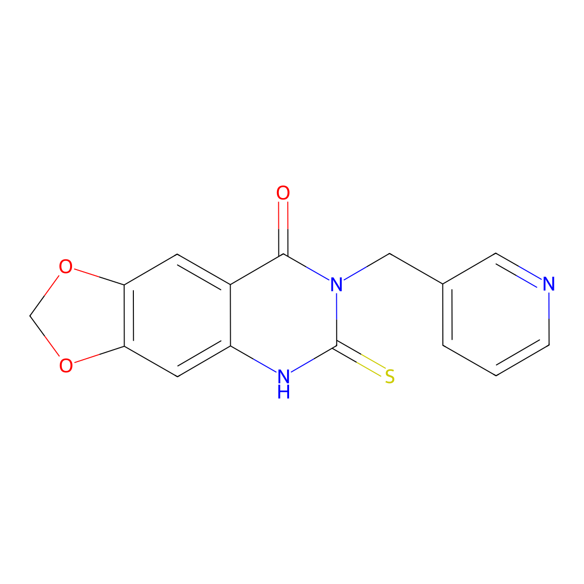 7-(pyridin-3-ylmethyl)-6-sulfanylidene-5H-[1,3]dioxolo[4,5-g]quinazolin-8-one molecular structure, CAS 443349-41-5
