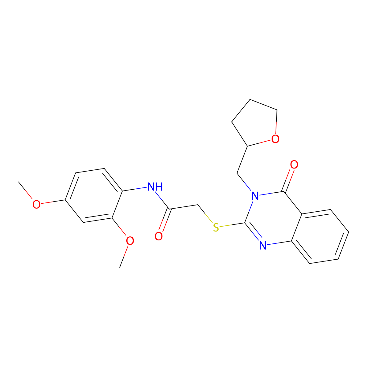 N-(2,4-dimethoxyphenyl)-2-((4-oxo-3-((tetrahydrofuran-2-yl)methyl)-3,4-dihydroquinazolin-2-yl)thio)acetamide molecular structure, CAS 443350-60-5