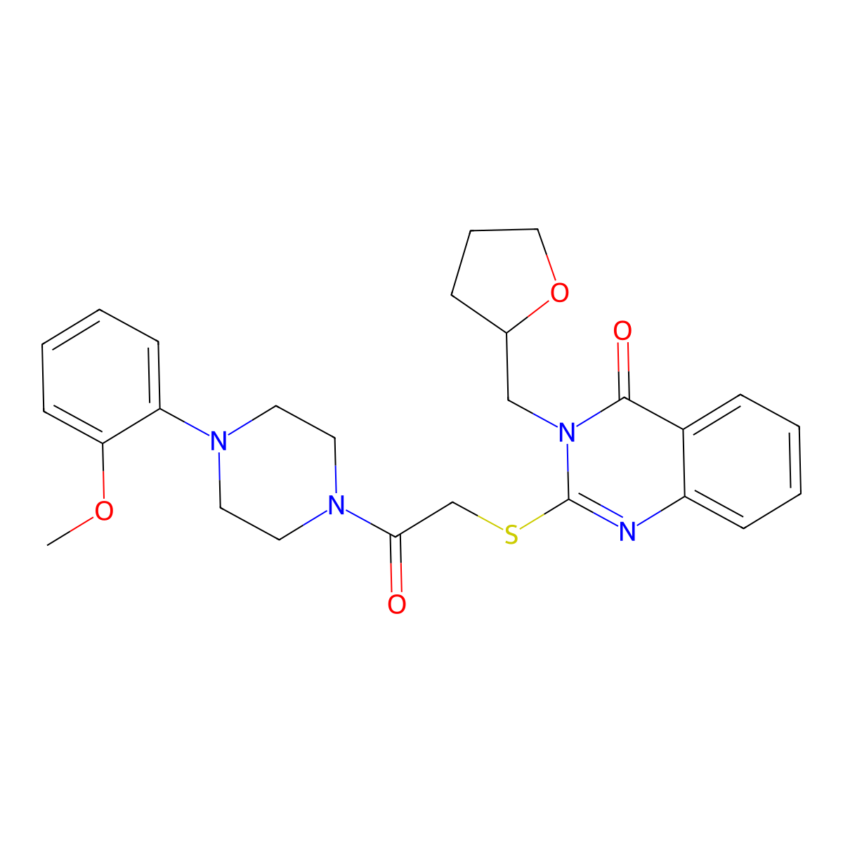 2-({2-[4-(2-methoxyphenyl)piperazin-1-yl]-2-oxoethyl}thio)-3-(tetrahydrofuran-2-ylmethyl)quinazolin-4(3H)-one molecular structure, CAS 443350-67-2