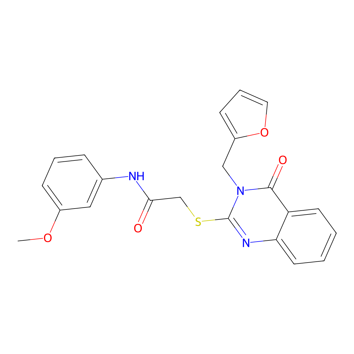 2-((3-(furan-2-ylmethyl)-4-oxo-3,4-dihydroquinazolin-2-yl)thio)-N-(3-methoxyphenyl)acetamide molecular structure, CAS 443350-69-4