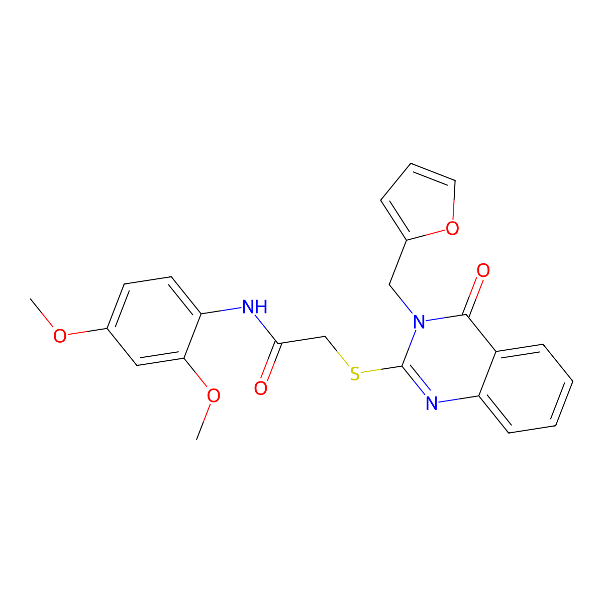 N-(2,4-dimethoxyphenyl)-2-((3-(furan-2-ylmethyl)-4-oxo-3,4-dihydroquinazolin-2-yl)thio)acetamide molecular structure, CAS 443350-72-9
