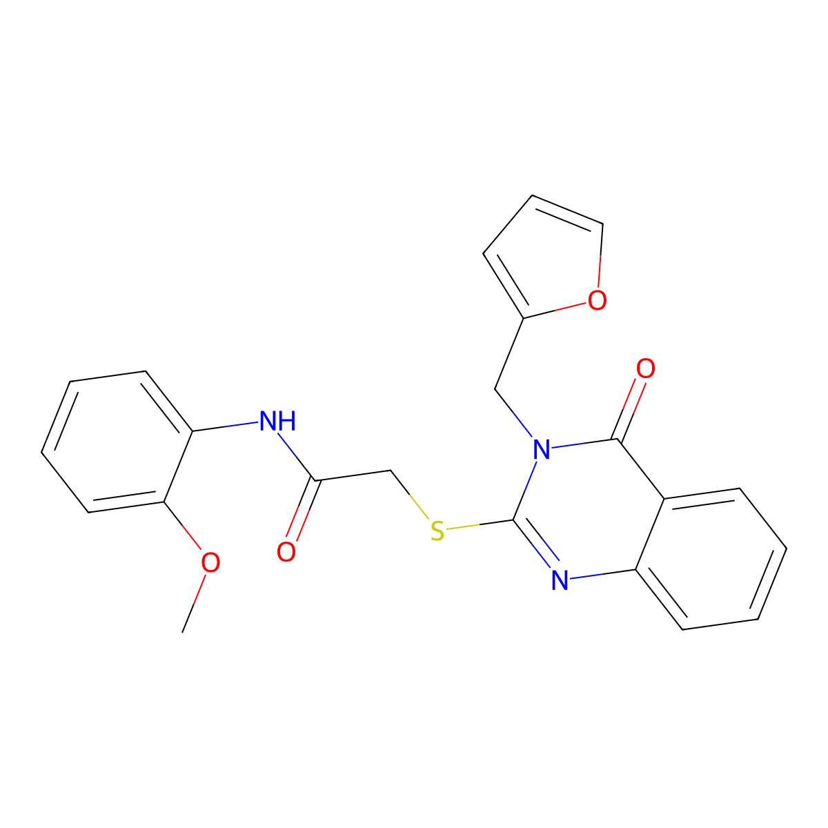 2-[3-(furan-2-ylmethyl)-4-oxoquinazolin-2-yl]sulfanyl-N-(2-methoxyphenyl)acetamide molecular structure, CAS 443350-76-3